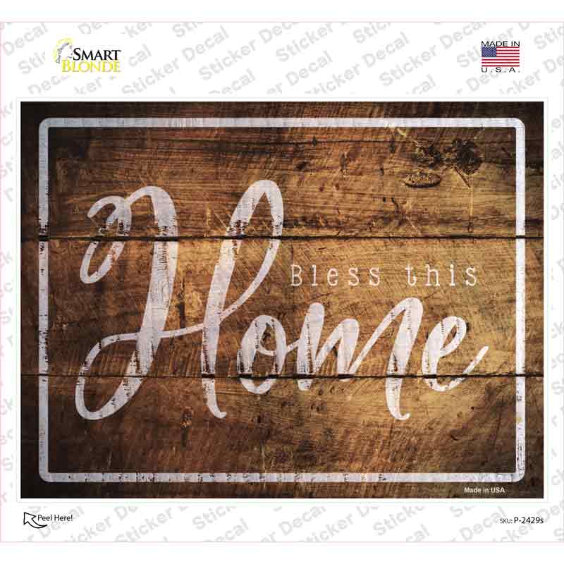 Bless This Home Wood Silhouette Novelty Rectangle Sticker Decal