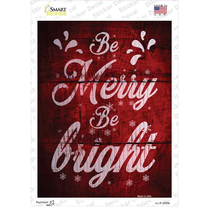 Merry and Bright Red Novelty Rectangle Sticker Decal