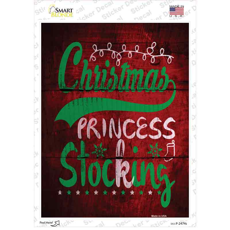 Princess Stocking Novelty Rectangle Sticker Decal