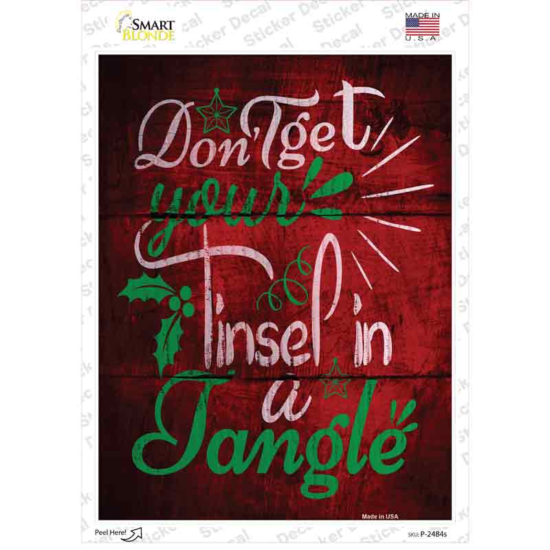 Tinsel In A Tangle Novelty Rectangle Sticker Decal