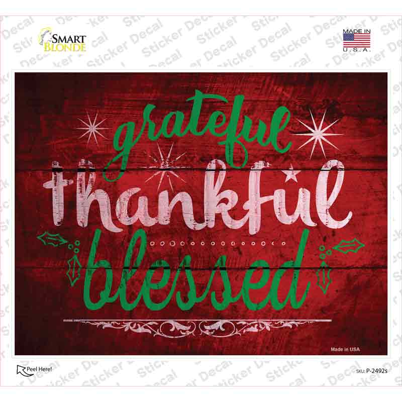 Grateful Thankful Blessed Red Novelty Rectangle Sticker Decal