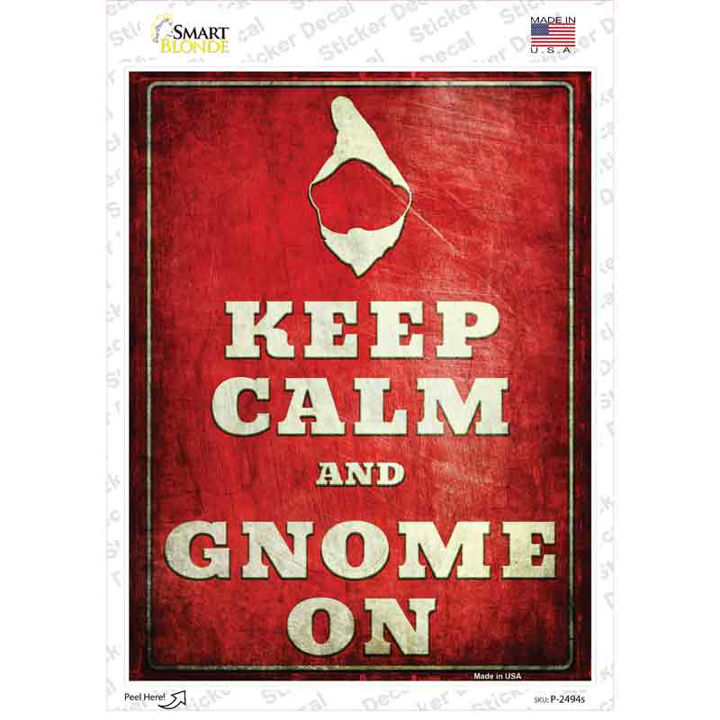 Keep Calm & Gnome On Novelty Rectangle Sticker Decal