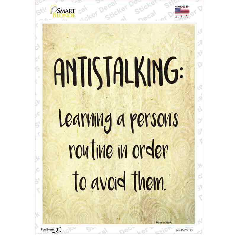 Antistalking Definition Novelty Rectangle Sticker Decal