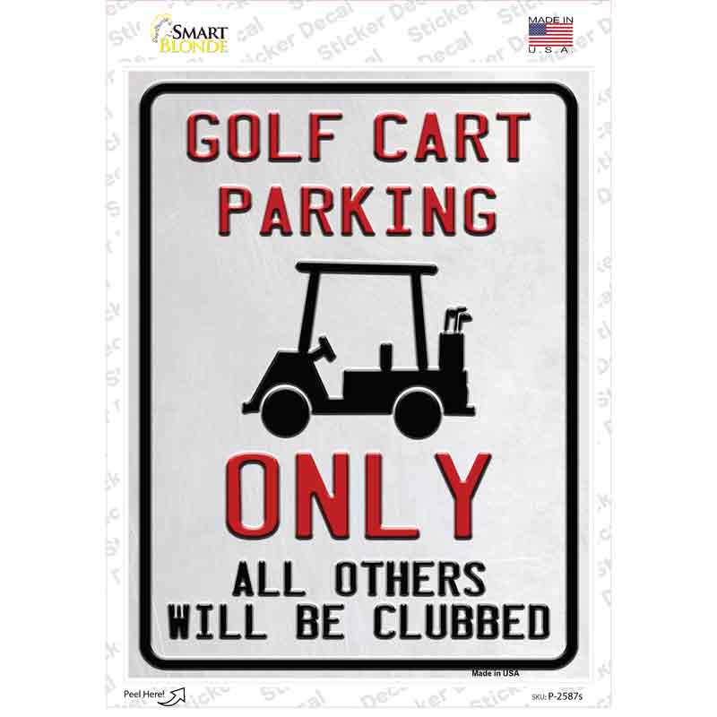 Golf Cart Parking Novelty Rectangle Sticker Decal