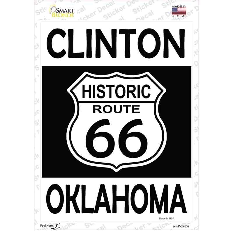 Clinton Oklahoma Historic Route 66 Novelty Rectangle Sticker Decal