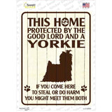 This Home Protected By A Yorkie Novelty Rectangle Sticker Decal