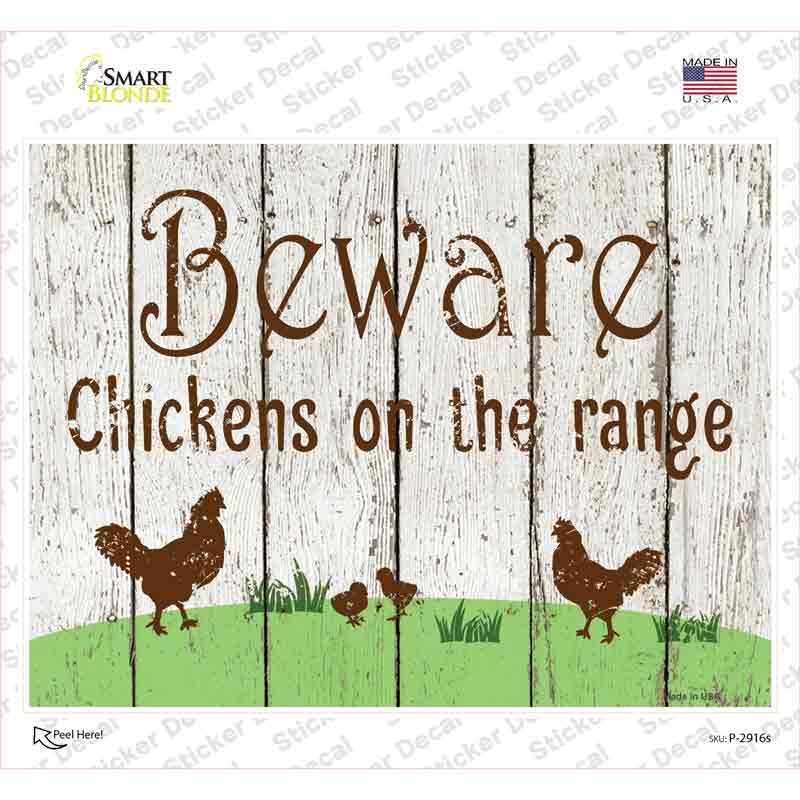 Beware of Chickens Novelty Rectangle Sticker Decal