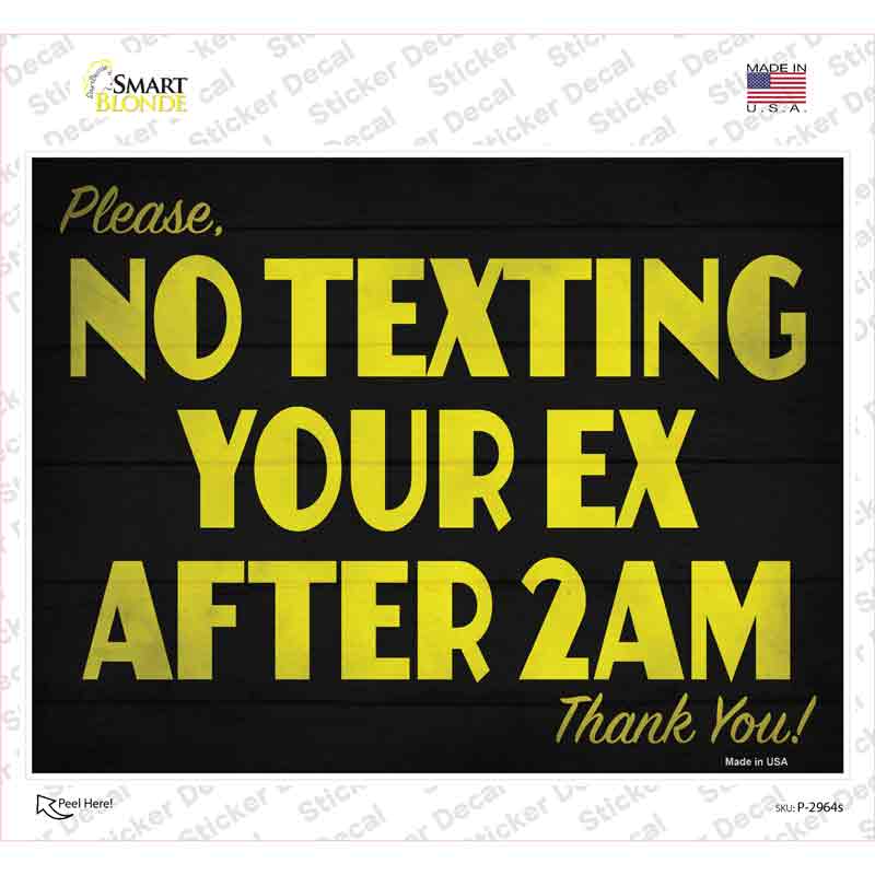 No Texting Your Ex Novelty Rectangle Sticker Decal