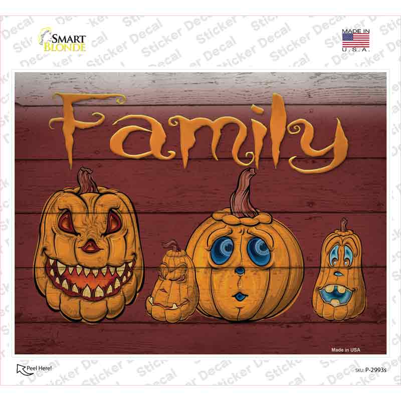 Family Cartoon Pumpkins Novelty Rectangle Sticker Decal
