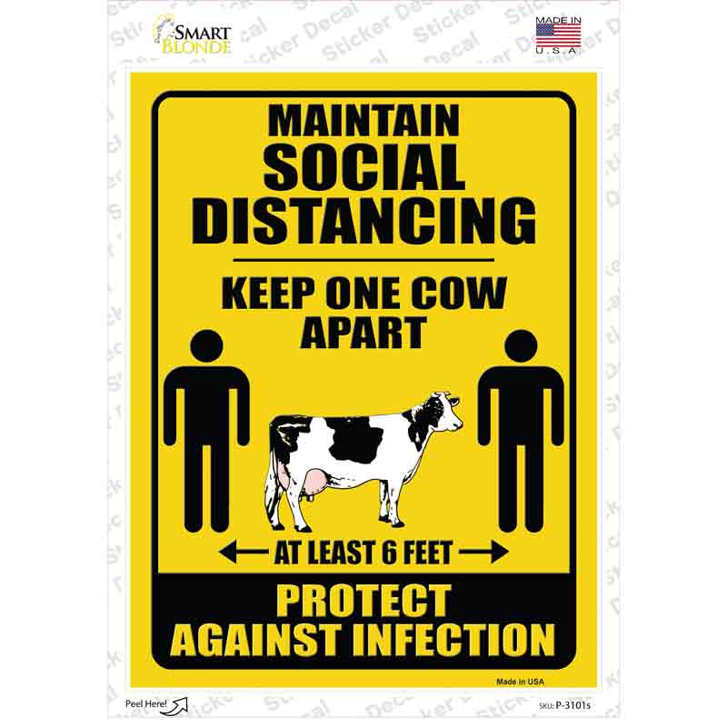 Keep One Cow Apart Novelty Rectangle Sticker Decal