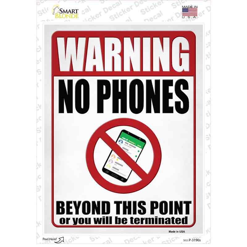 No Phones Beyond This Point Novelty Rectangle Sticker Decal