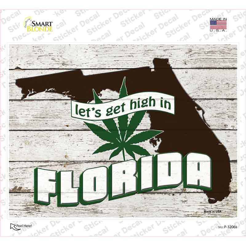 Get High In Florida Novelty Rectangle Sticker Decal
