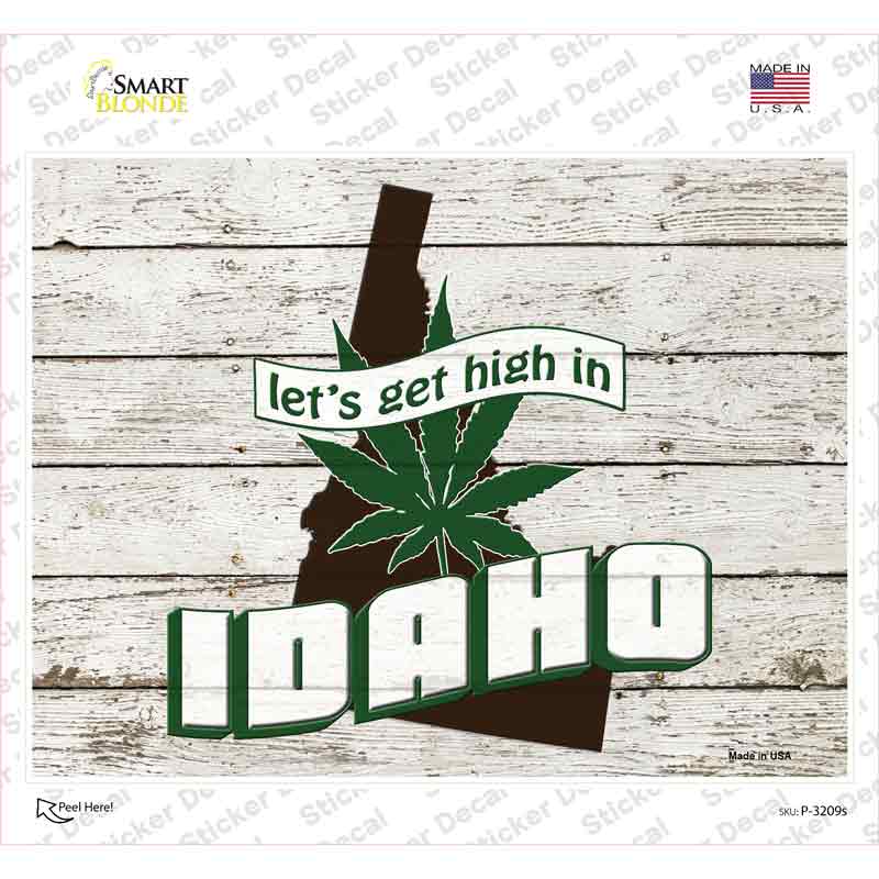 Get High In Idaho Novelty Rectangle Sticker Decal