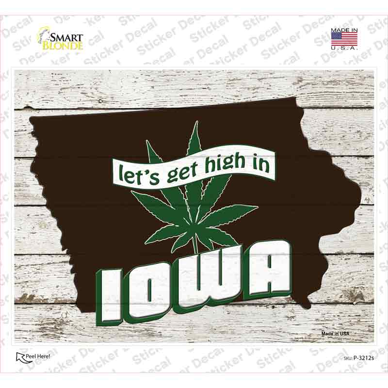 Get High In Iowa Novelty Rectangle Sticker Decal
