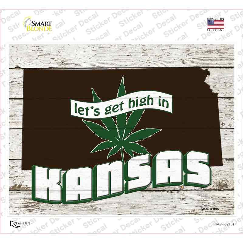 Get High In Kansas Novelty Rectangle Sticker Decal