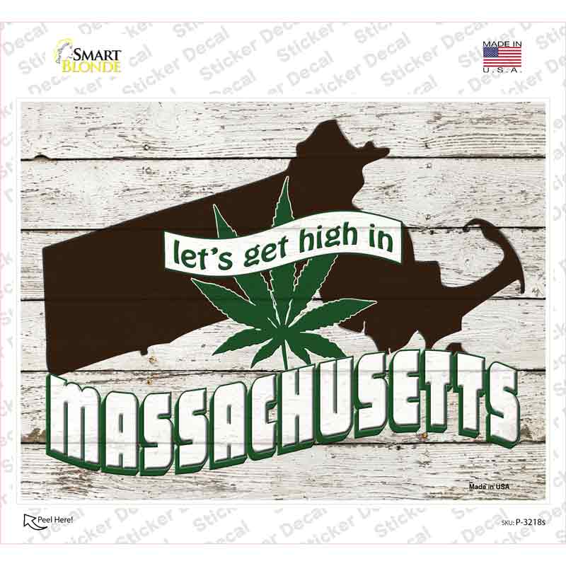 Get High In Massachusetts Novelty Rectangle Sticker Decal