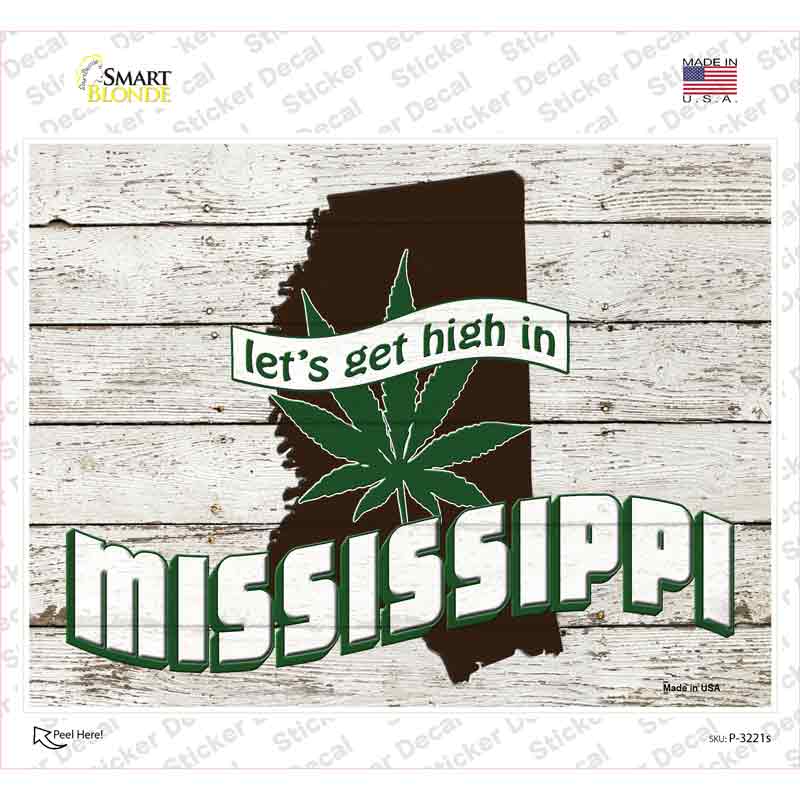 Get High In Mississippi Novelty Rectangle Sticker Decal