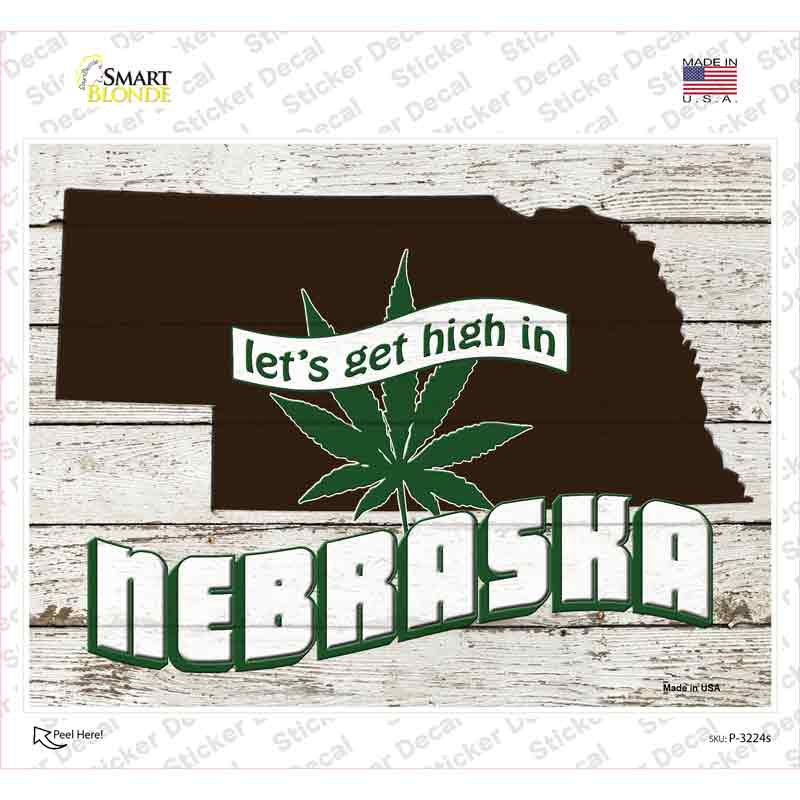 Get High In Nebraska Novelty Rectangle Sticker Decal