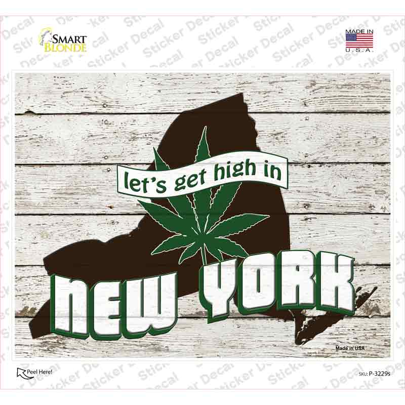 Get High In New York Novelty Rectangle Sticker Decal