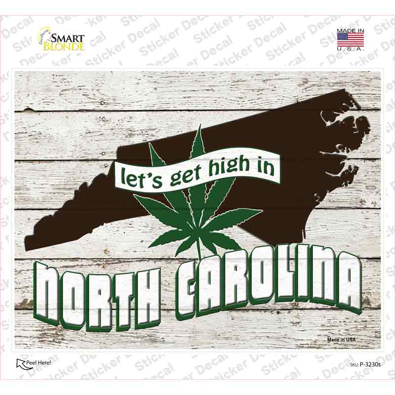Get High In North Carolina Novelty Rectangle Sticker Decal