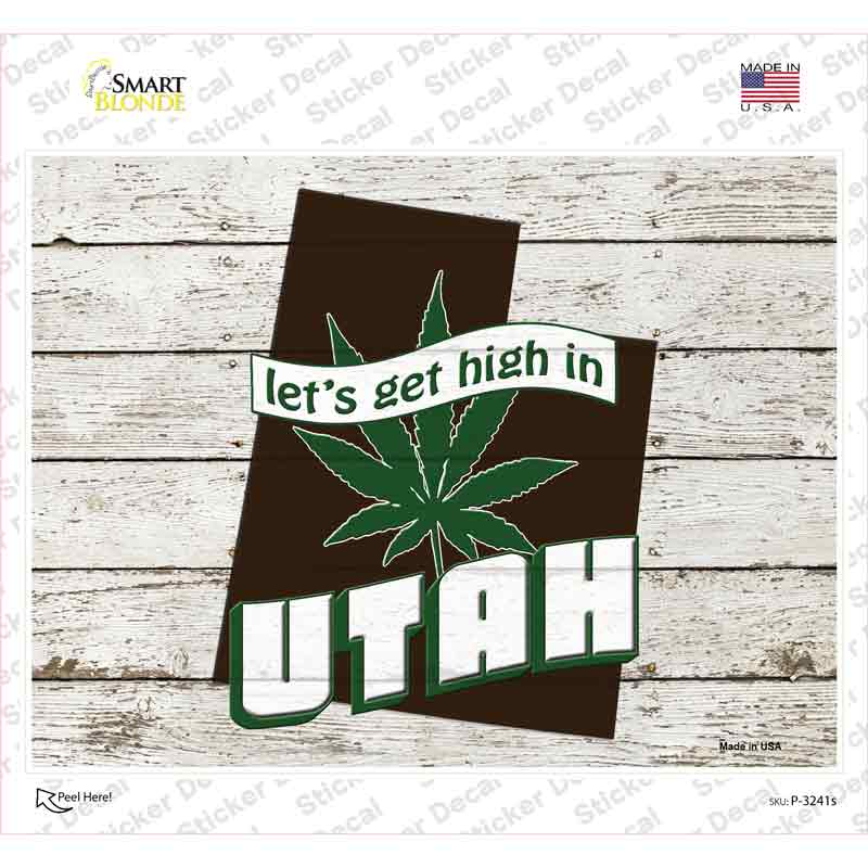 Get High In Utah Novelty Rectangle Sticker Decal
