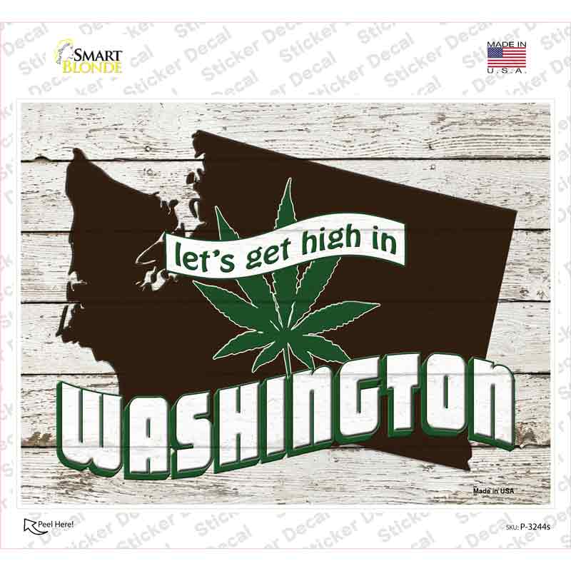 Get High In Washington Novelty Rectangle Sticker Decal