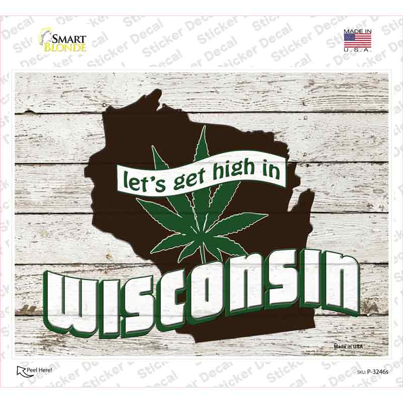 Get High In Wisconsin Novelty Rectangle Sticker Decal