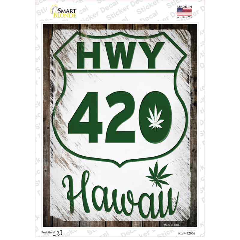 HWY 420 Hawaii Novelty Rectangle Sticker Decal