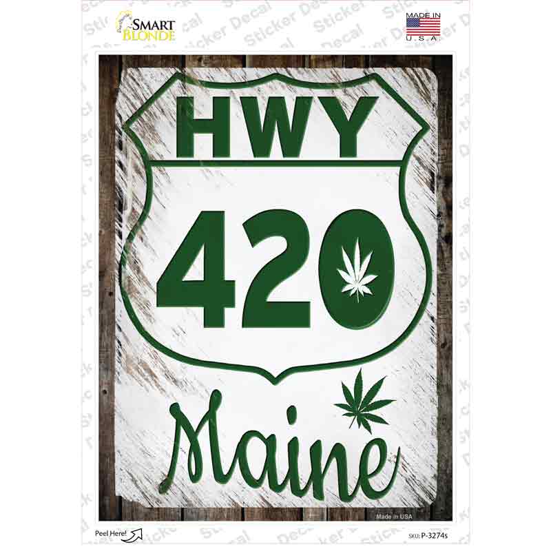 HWY 420 Maine Novelty Rectangle Sticker Decal