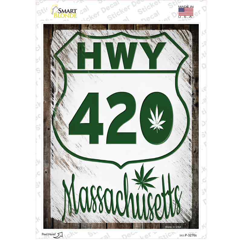 HWY 420 Massachusetts Novelty Rectangle Sticker Decal