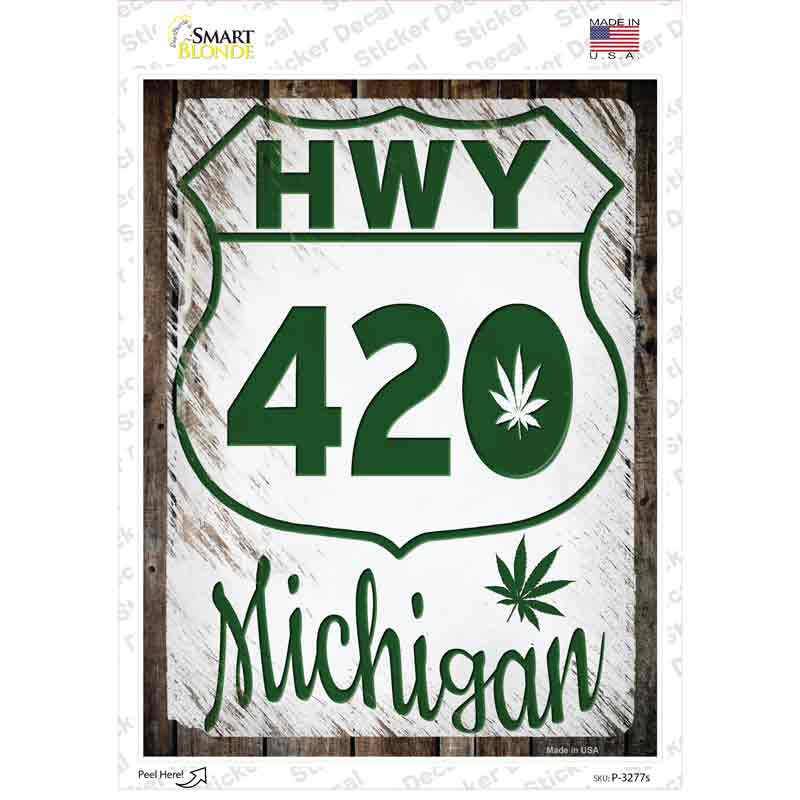 HWY 420 Michigan Novelty Rectangle Sticker Decal