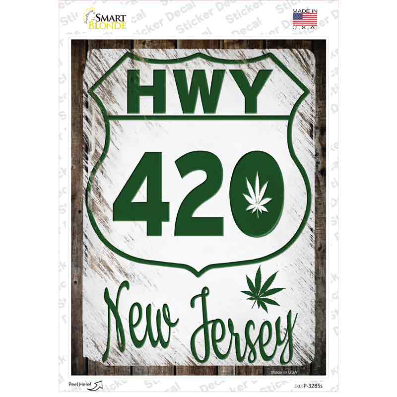 HWY 420 New Jersey Novelty Rectangle Sticker Decal