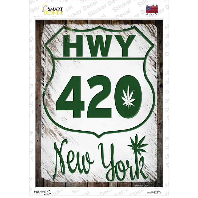 HWY 420 New York Novelty Rectangle Sticker Decal