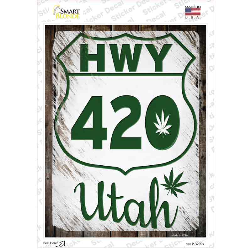 HWY 420 Utah Novelty Rectangle Sticker Decal