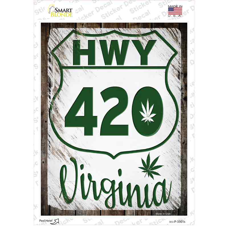 HWY 420 Virginia Novelty Rectangle Sticker Decal