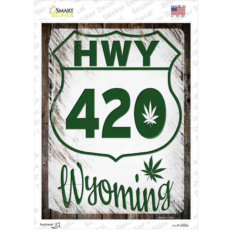 HWY 420 Wyoming Novelty Rectangle Sticker Decal