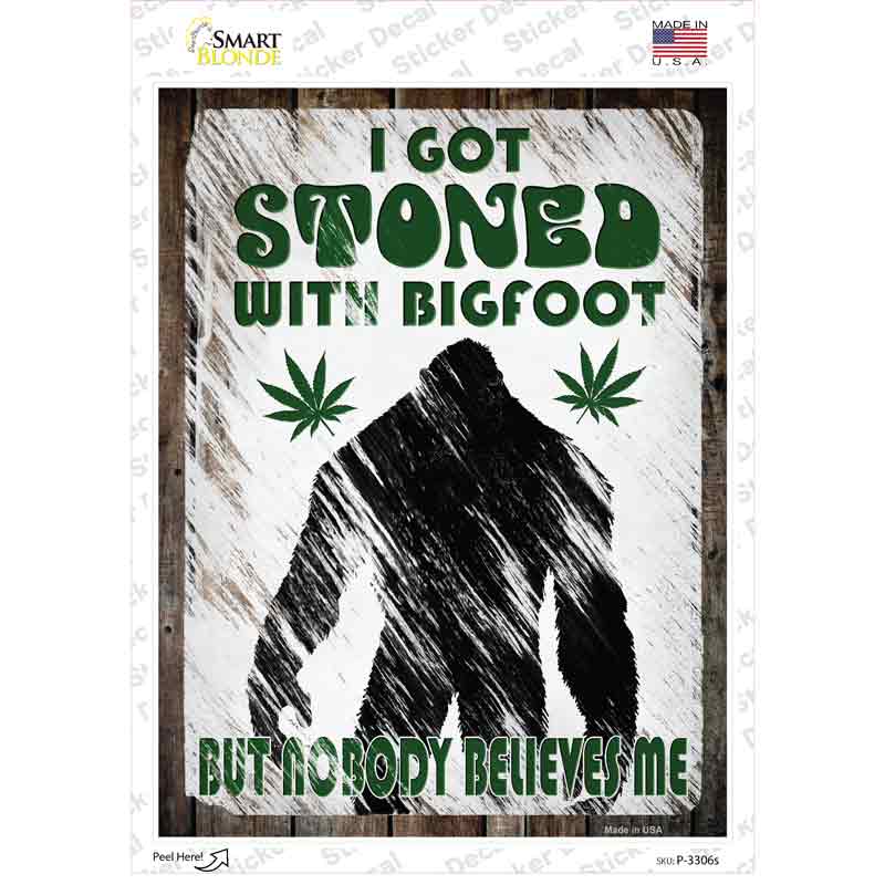 Stoned With Bigfoot Novelty Rectangle Sticker Decal