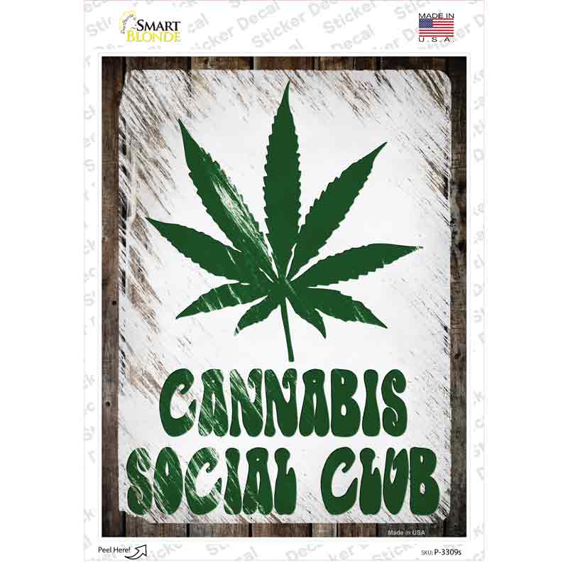 Cannabis Social Club Novelty Rectangle Sticker Decal