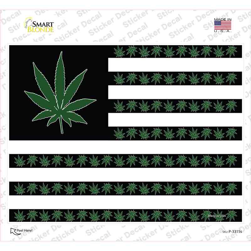 American Flag Weed Novelty Rectangle Sticker Decal