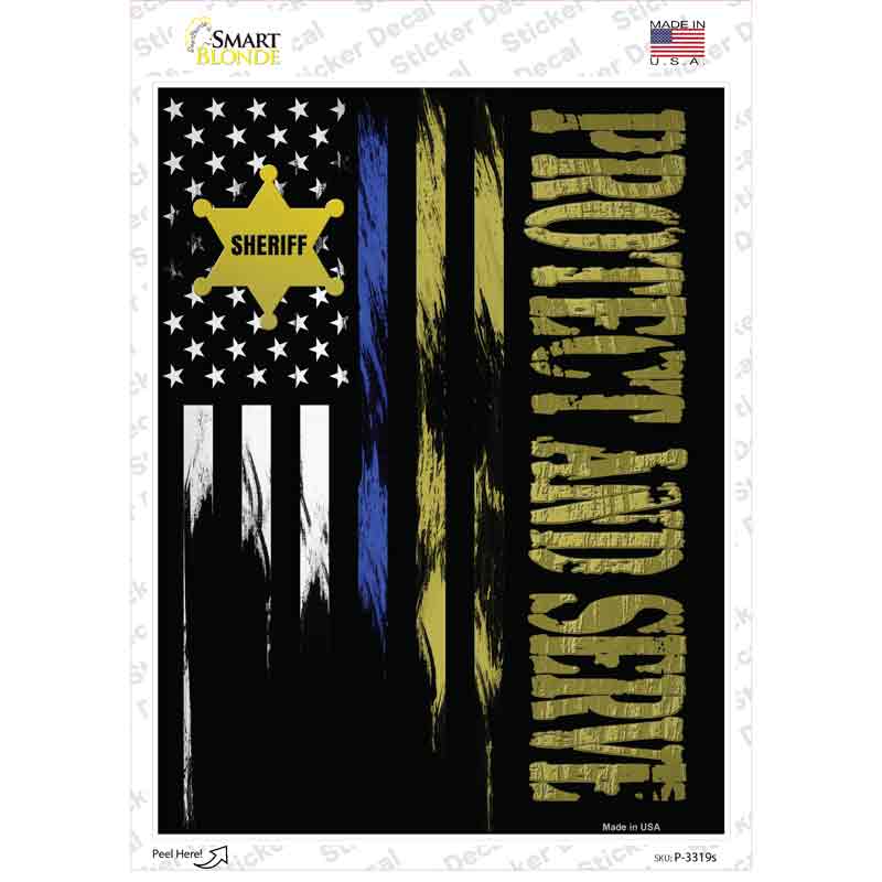 Protect and Serve Novelty Rectangle Sticker Decal