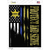 Protect and Serve Novelty Rectangle Sticker Decal