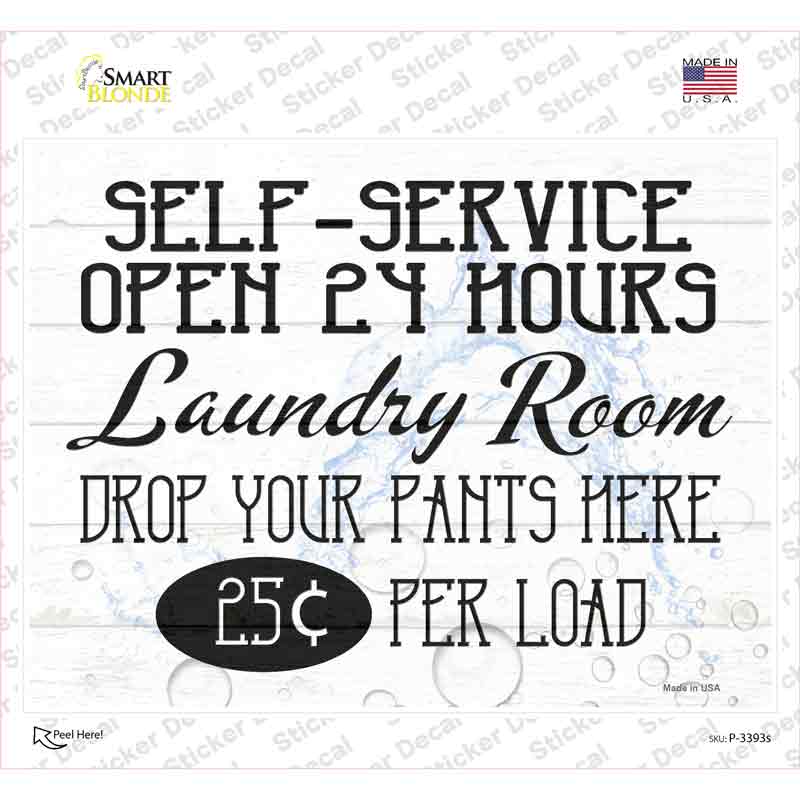 Self Service Laundry Room Novelty Rectangle Sticker Decal