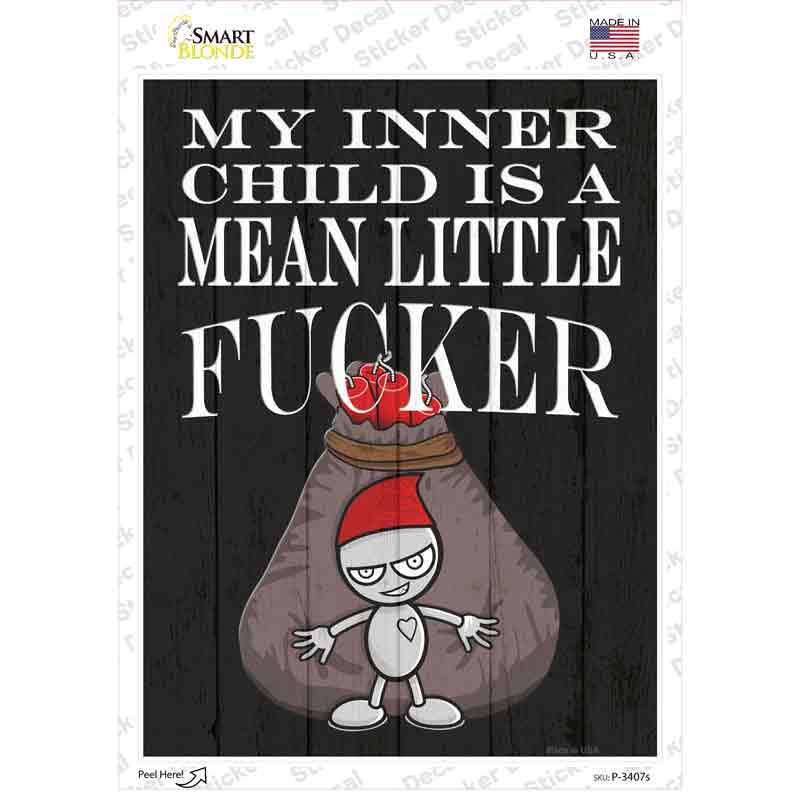 Mean Little Fcker Novelty Rectangle Sticker Decal