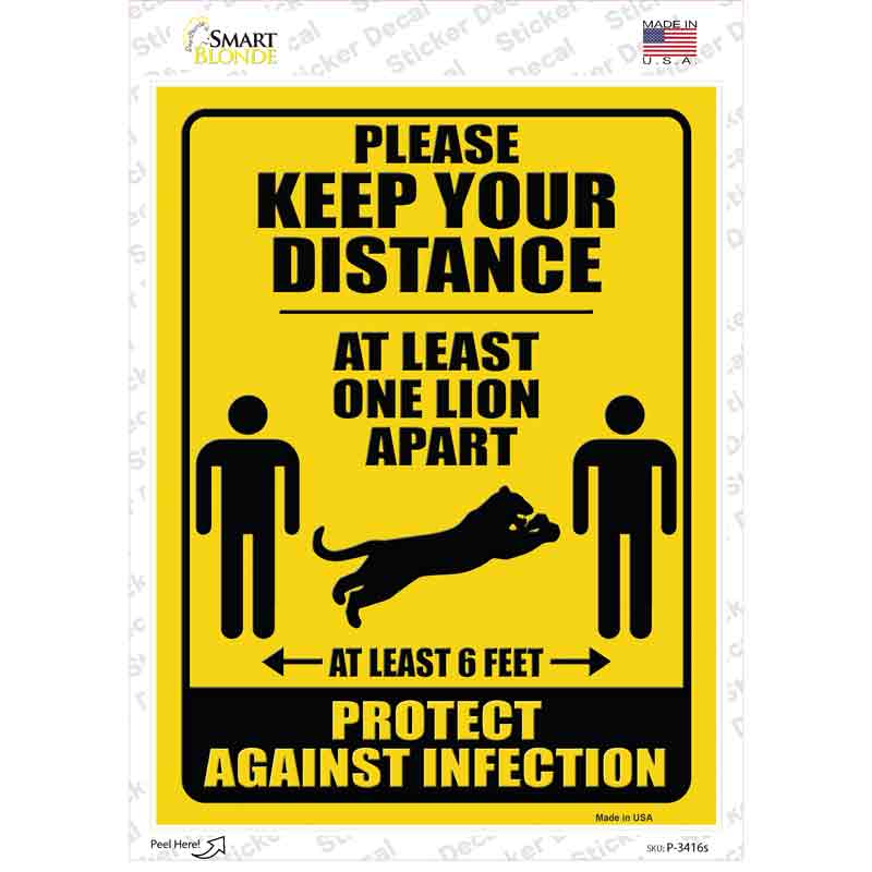 One Lion Apart Novelty Rectangle Sticker Decal