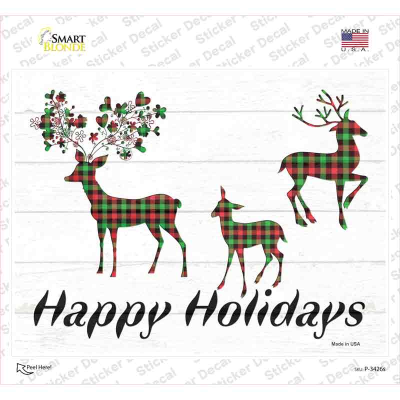 Happy Holidays Reindeer Novelty Rectangle Sticker Decal