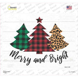 Merry And Bright Christmas Tree Novelty Rectangle Sticker Decal