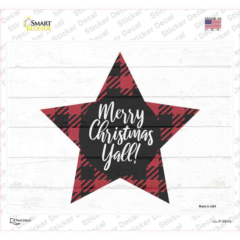 Merry Christmas Yall Novelty Rectangle Sticker Decal