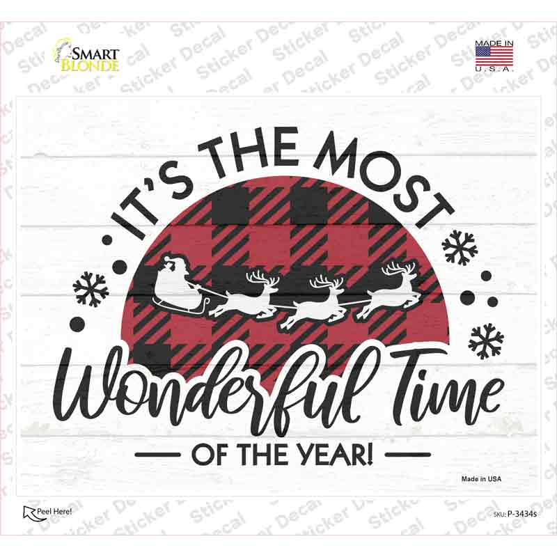 Sleigh Wonderful Time Of The Year Novelty Rectangle Sticker Decal