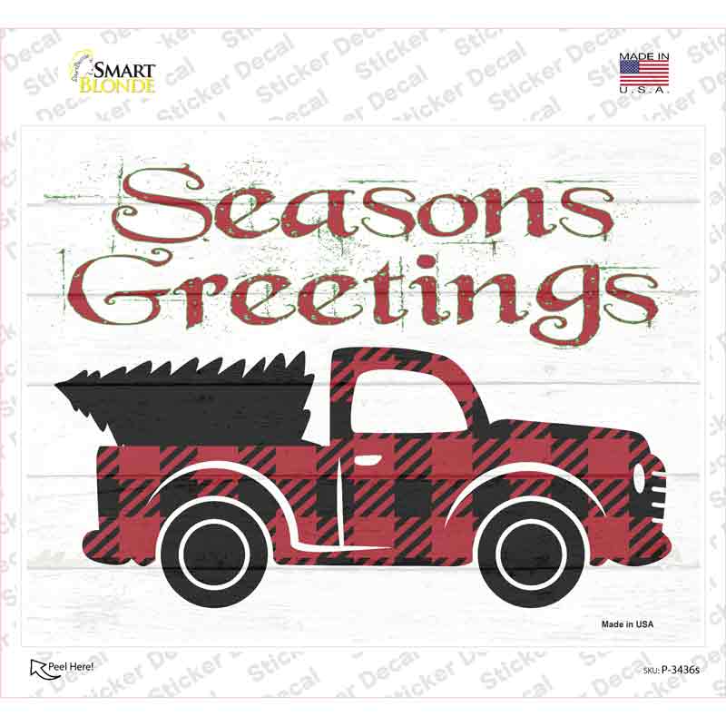 Seasons Greetings Truck Novelty Rectangle Sticker Decal