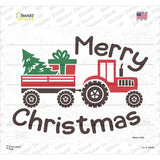 Merry Christmas Tractor Novelty Rectangle Sticker Decal